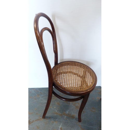 257 - Pair of Bentwood cafe chairs, with shaped mahogany occasional table. (3)