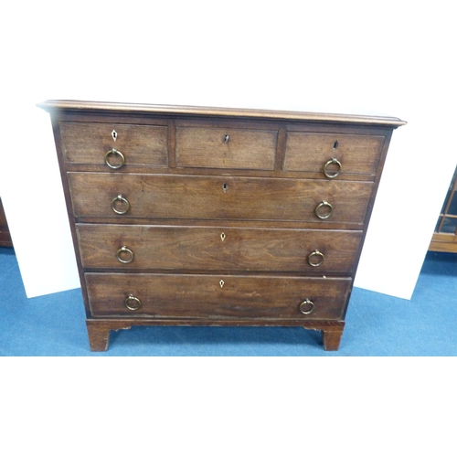 258 - Georgian mahogany three over three chest of drawers, with later handles.