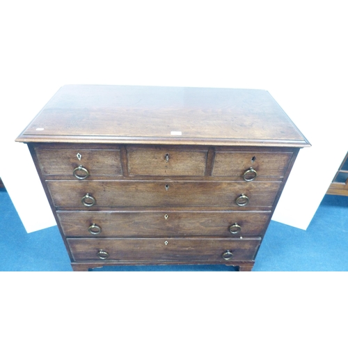 258 - Georgian mahogany three over three chest of drawers, with later handles.