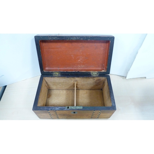 31 - 19th century mahogany and rosewood sarcophagus tea caddy (lacking mixing glass) and a 19th century w... 