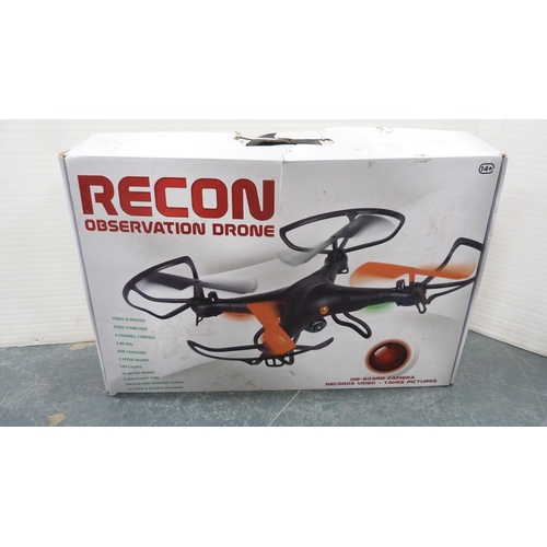 45 - T263 Thunderbird three-channel digital helicopter, boxed, and a boxed Recon observation drone, a rem... 