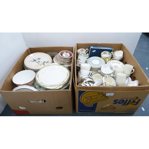 57 - Two cartons containing miscellaneous tea, coffee and tablewares.