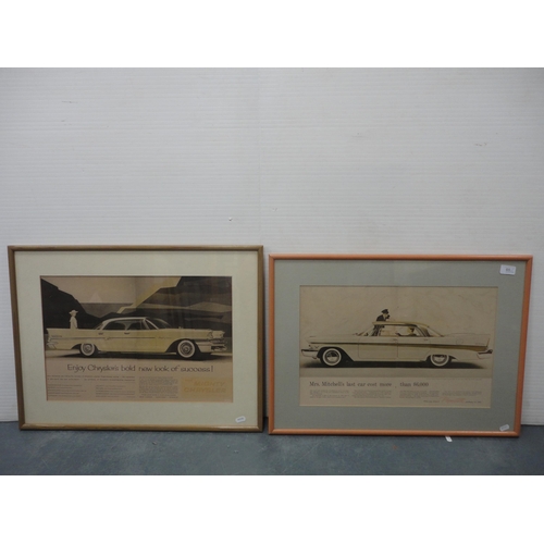 65 - Framed Chrysler advertising print and a similar Plymouth print.  (2)