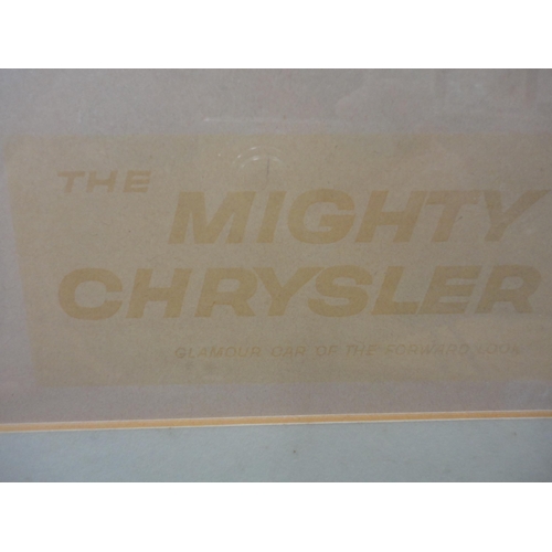 65 - Framed Chrysler advertising print and a similar Plymouth print.  (2)