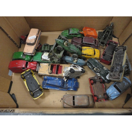 75 - Box of play worn diecast toy vehicles mainly by Dinky. 