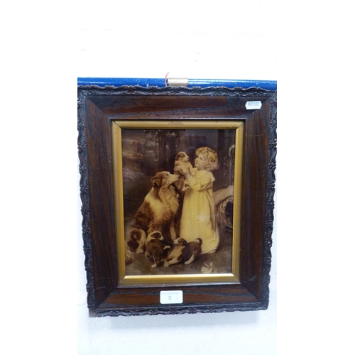 8 - After Arthur J ElsleyCrystoleum of a child with dogs and another near matching, both in oak frames. ... 