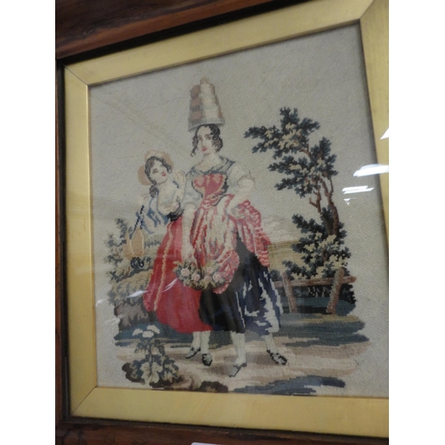 94 - Victorian woolwork picture in rosewood frame.