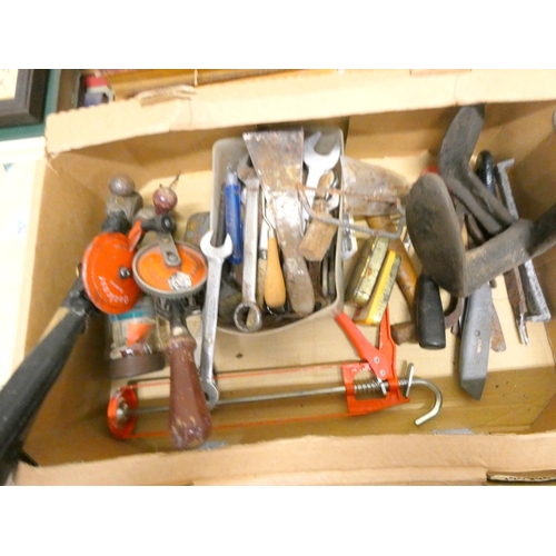 468 - Box of vintage hand tools.