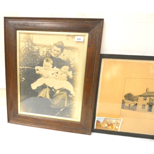 476 - Three vintage prints including The Highland Laddie pub Glasson and Derwentwater.