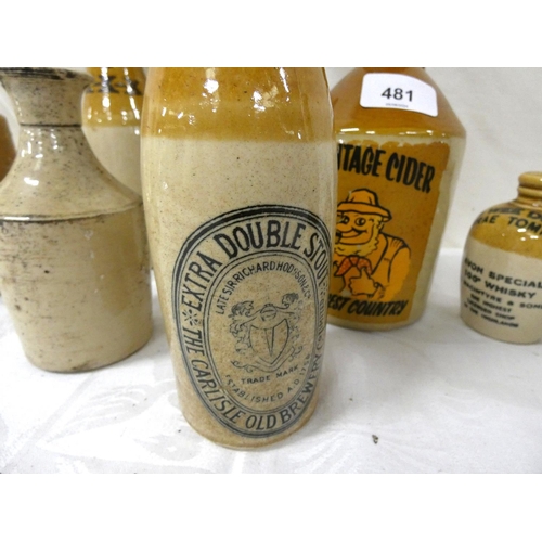 481 - Various vintage stoneware bottles including Richard Hodgson, Carlisle bottles.