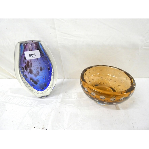 506 - Julian MacDonald, Star Art glass vase and Whitefriars style bowl.