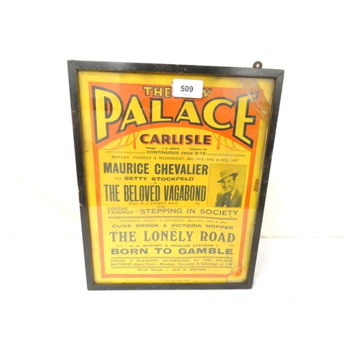 509 - The New Palace, Carlisle Theatre, framed poster.