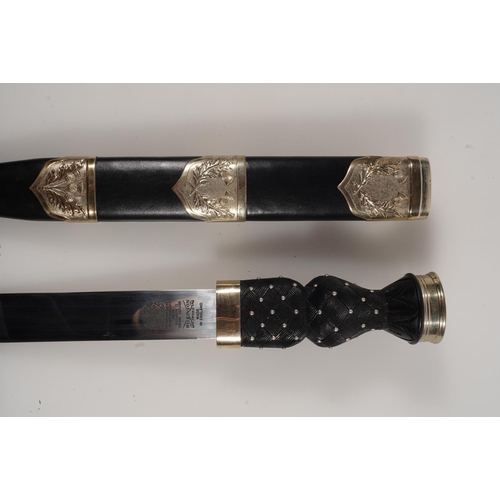 1673 - Early 20th century Scottish pipers dirk having white metal mounts, the blade by Wilkinson Sword, sta... 