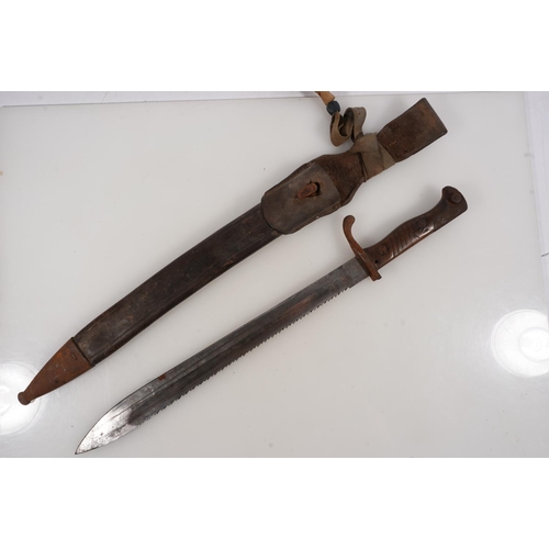 1694 - German S98/05 pattern bayonet with saw back blade, the ricasso marked 'ERFURT' having hatched wood g... 