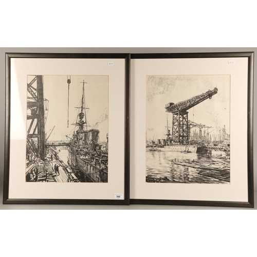 360 - Possibly Sir Muirhead Bone HRSA HRWS (1876 - 1953)Glasgow shipbuilding scenesFramed prints45.5cm x 3... 