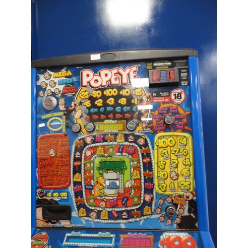 262 - Popeye fruit machine, Takes old 50 pences and £1 coins.