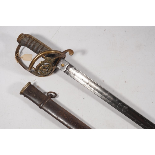 1681 - Scottish military sword of the 21st Regiment Royal Scots Fusiliers, the etched fullered blade with R... 