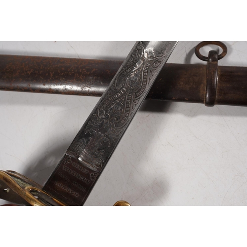 1681 - Scottish military sword of the 21st Regiment Royal Scots Fusiliers, the etched fullered blade with R... 