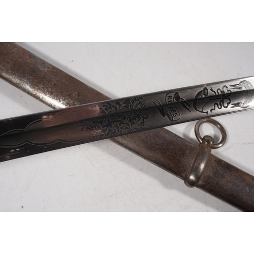 1682 - Rare Scottish military sword of the 1st Selkirkshire Rifle Volunteers, the etched fullered curving b... 