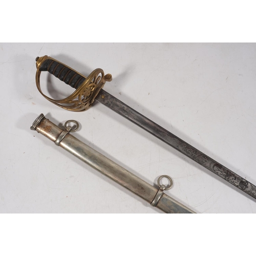 1684 - Victorian British sword of the Rifles Volunteers, the etched fullered blade with Rifle Volunteers in... 