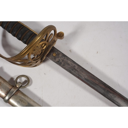 1684 - Victorian British sword of the Rifles Volunteers, the etched fullered blade with Rifle Volunteers in... 