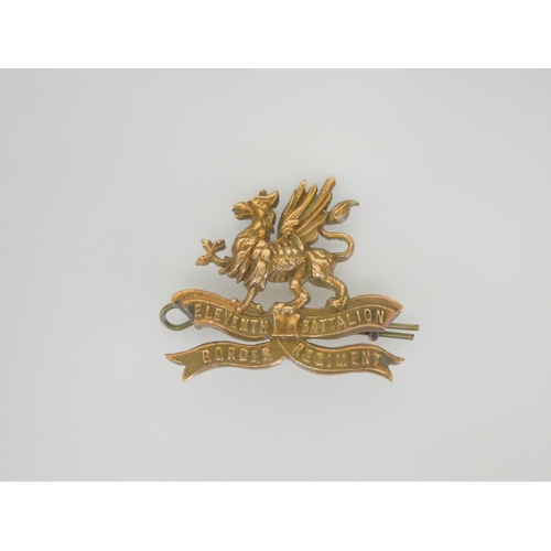 313 - 11th (Lonsdale) Battalion Border Regiment cap badge. Fine rare die-stamped brass. Crest of the Earl ... 