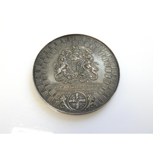 334 - Victoria Diamond Jubilee 1897. A silver plated medal by F. Bowcher and issued by Spink &am... 