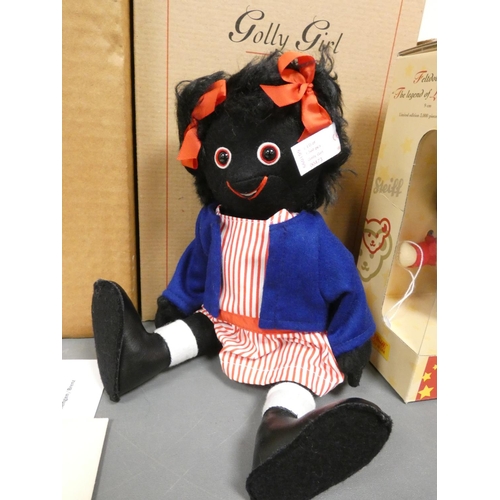 83 - Steiff. Two collectors models to include Golly Girl, 2003, white tag 661099, black mohair. Complete ... 