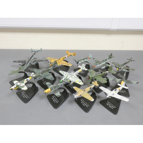 104 - Atlas Editions. Box of Third Reich loose model aircraft with stands to include a V1 Flying Bomb, Mes... 