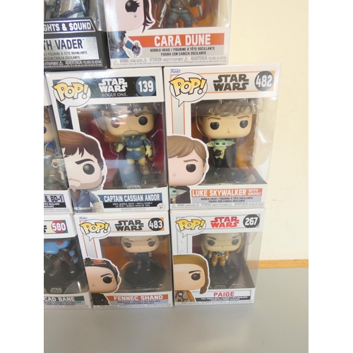 146 - Group of Funko Pop bobblehead Star Wars figures to include Princess Leia (Special Edition) 287, Dart... 