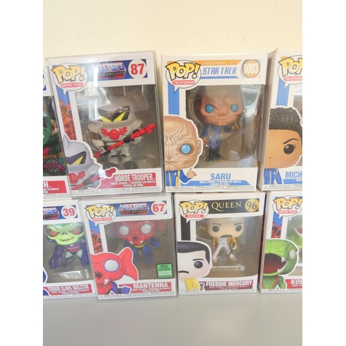 148 - Group of Funko Pop bobblehead figures to include King Randor 42, Grizzlor 40, Freddie Mercury 96, an... 