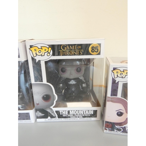 151 - Group of Funko Pop Game of Thrones bobblehead figures to include Jon Snow 72, The Mountain 85, Yara ... 