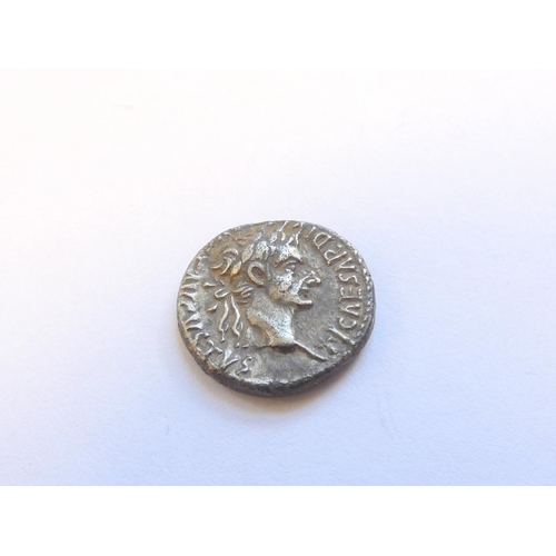 235 - Roman Imperial Coinage. Tiberius AR Denarius Obv TI CAESAR DIVI AVG F AVGVSTVS around laureate bust,... 