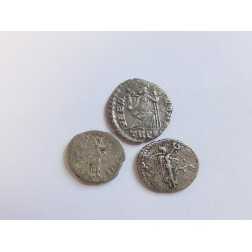 238 - Roman Imperial Coinage. Silver coinage to include a Hadrian Quinarius depicting Victory advancing ri... 