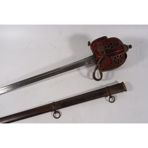 1678 - Victorian Scottish basket hilted broadsword, the etched fullered blade with Queen Victoria VR cypher... 