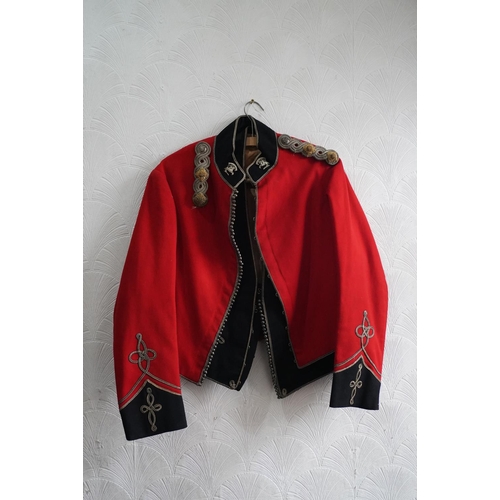 1750 - British army uniform, a red mess dress jacket with Fifeshire Volunteer Rifles collar badges, bullion... 