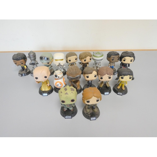 147 - Group of Funko Pop bobblehead Star Wars figures to include Supreme Leader Snoke, BB8, Chewbacca, Han... 