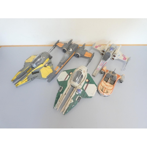 176 - Star Wars. Five model starfighters to include X-Wing, Poe Dameron's T-70 X-Wing, Obi Wan Kenobi Inte... 