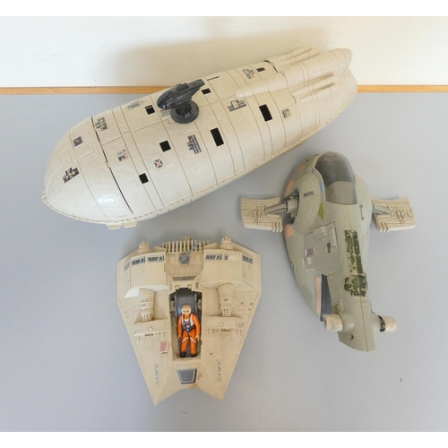 177 - Star Wars. Three original trilogy models to include Boba Fett's Slave I, Snowspeeder, and Rebel Tran... 