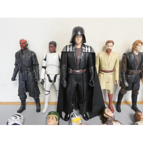 182 - Star Wars. Collection of contemporary 12'' figures many by Hasbro to include Darth Maul, Anakin Skyw... 