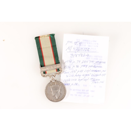 1481 - Medal of 3185824 Private J G McKenna of the Kings Own Scottish Borderers comprising George VI India ... 