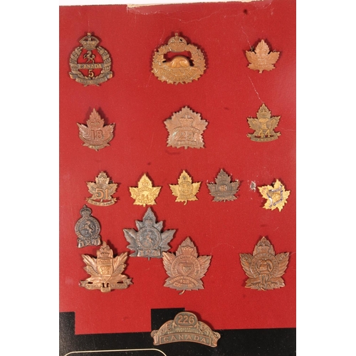 1631 - Large collection of foreign cap badges and buttons to include Canada, New Zealand, Northern Rhodesia... 