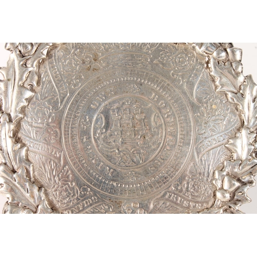 1633 - XXV Kings Own Borderers silver badge of circular form with thistle wreath to the outer, hallmarked f... 