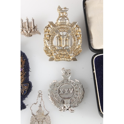 1636 - Kings Own Scottish Borderers insignia to include a XXV Kings Own Borderers badge 5cm tall, bullion w... 