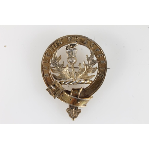 1646 - Scottish Provincial Silver, a gilt metal Clan Ferguson badge with Dulcius Ex Asperis motto, the reve... 