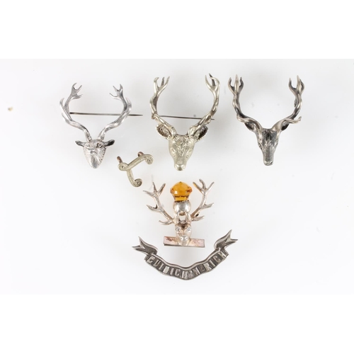 1652 - Seaforth Highlanders unhallmarked white metal Royal stag brooch, the reverse inscribed 'PRESENTED TO... 