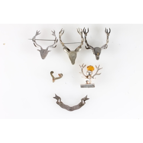 1652 - Seaforth Highlanders unhallmarked white metal Royal stag brooch, the reverse inscribed 'PRESENTED TO... 