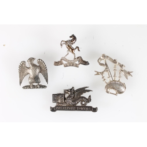 1654 - Silver Royal West Kent Regiment cap badge by Joseph Jennens & Co, Birmingham, also a Caldecote T... 