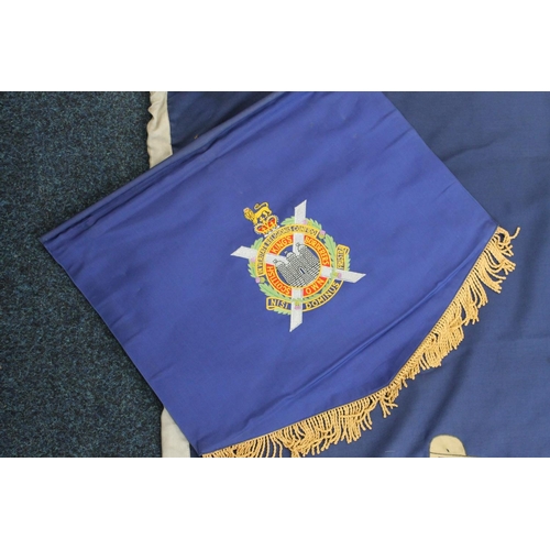 1765 - Kings Own Scottish Borderers blue flag with XXV crest 150cm x 115cm, another smaller and two banners... 