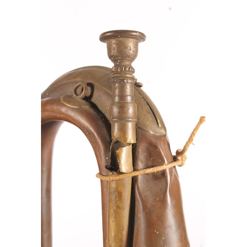 1767 - Copper and brass bugle with plaque stamped '7329 Bugler S Beattie' and adorned with Kings Own Scotti... 